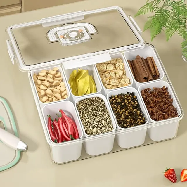 Food Storing Container, Refrigerator Storage Box, Snackle Box, Divided Serving Tray for Fruits, Snacks, Nuts, Spices