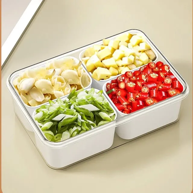Food Storing Container, Refrigerator Storage Box, Snackle Box, Divided Serving Tray for Fruits, Snacks, Nuts, Spices