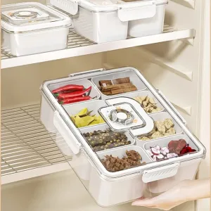Food Storing Container, Refrigerator Storage Box, Snackle Box, Divided Serving Tray for Fruits, Snacks, Nuts, Spices