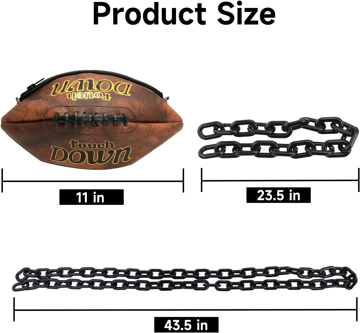 Football Shaped Crossbody Bag 9# Football Purse with Chain Strap, Sports Fan Handbag for Game Day & Streetwear