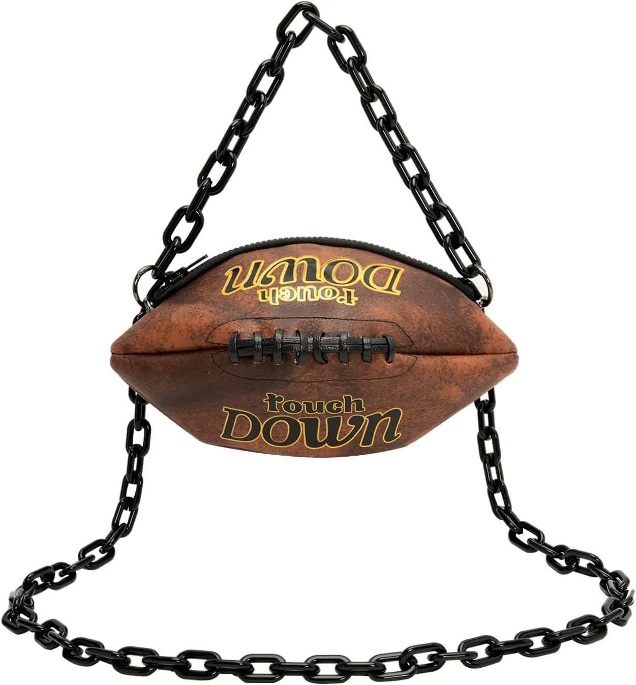 Football Shaped Crossbody Bag 9# Football Purse with Chain Strap, Sports Fan Handbag for Game Day & Streetwear