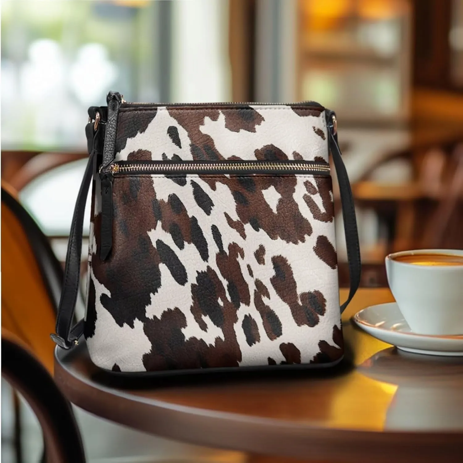 FOR U DESIGNS Leather Crossbody Bags for Women Trendy Travel Shoulder Satchel Handbags Zipper Closure Purse and Wallet Set