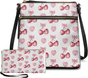 FOR U DESIGNS Purse and Wallet Set for Women Hobo Crossbody Bags Anti Theft Cute Shoulder Bags Valentine's Day Gifts for Her