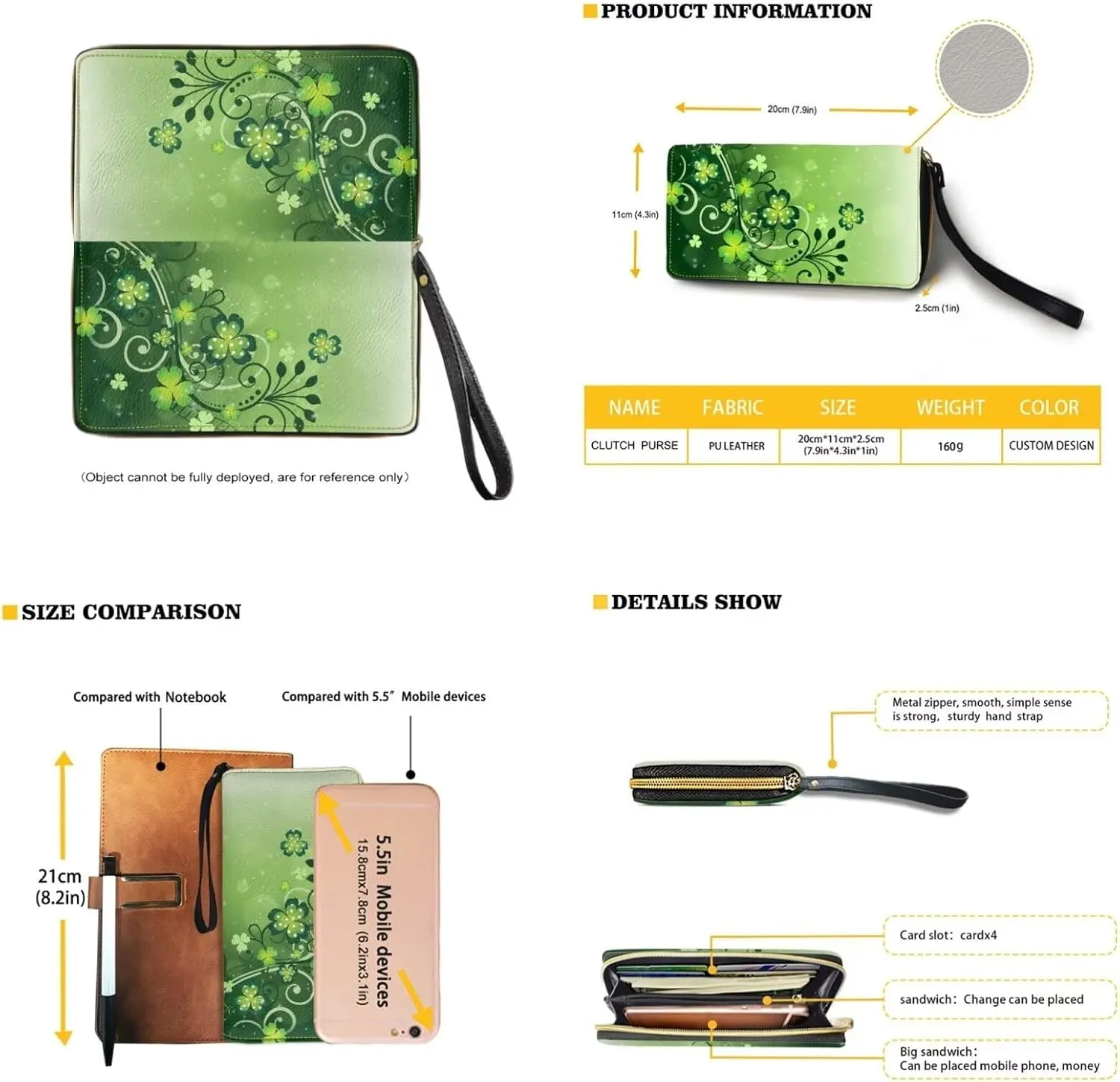 FOR U DESIGNS St. Patrick's Day Green Leaves Crossbody Bags for Women Leather Shoulder Handbags Matching Wallet Set