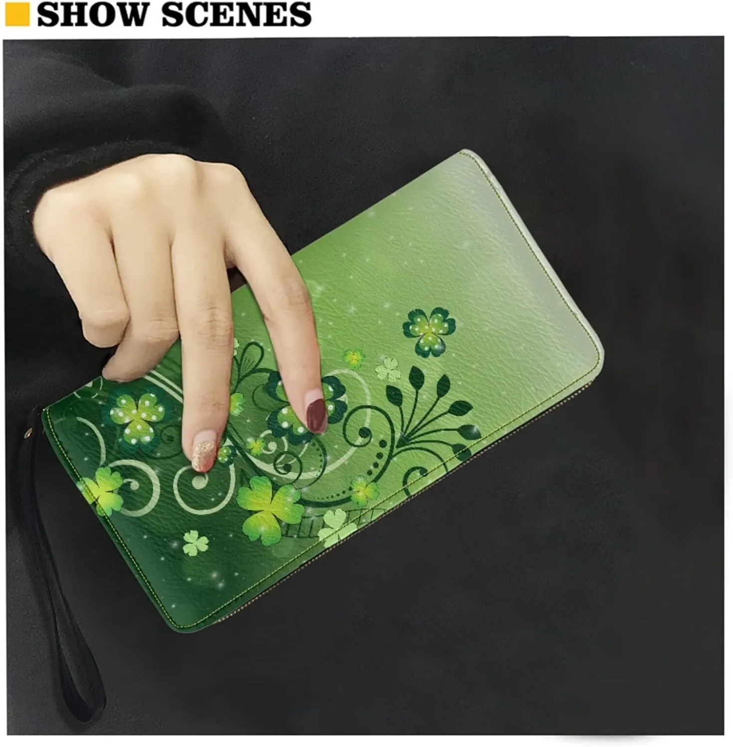 FOR U DESIGNS St. Patrick's Day Green Leaves Crossbody Bags for Women Leather Shoulder Handbags Matching Wallet Set