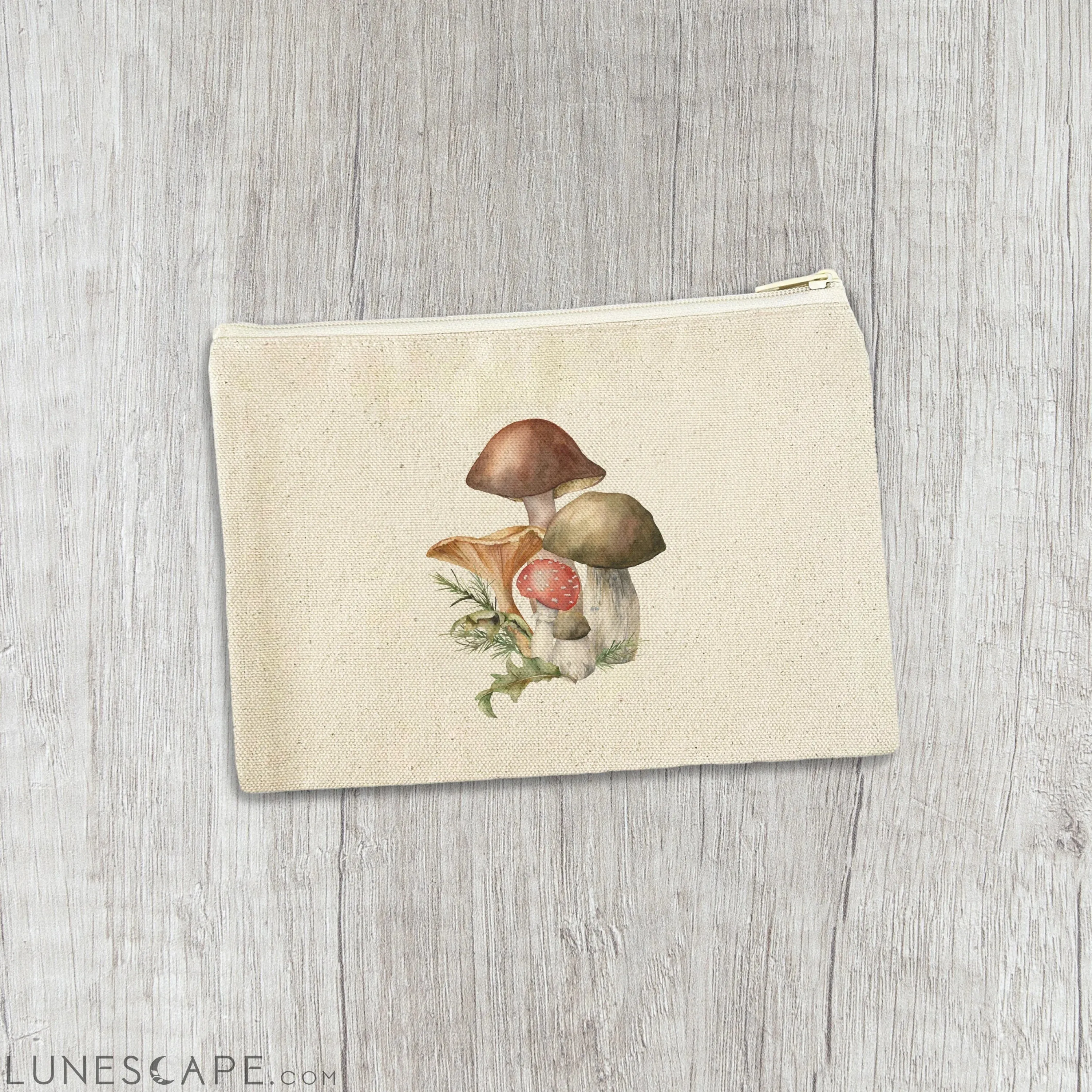 Forest Mushrooms - Canvas Zipper Pouch