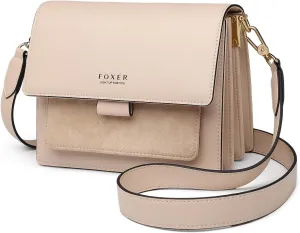 FOXLOVER Small Crossbody Bags for Women,Mini Leather Ladies Alligator pattern Shoulder Bag Handbag Purse with 2 straps