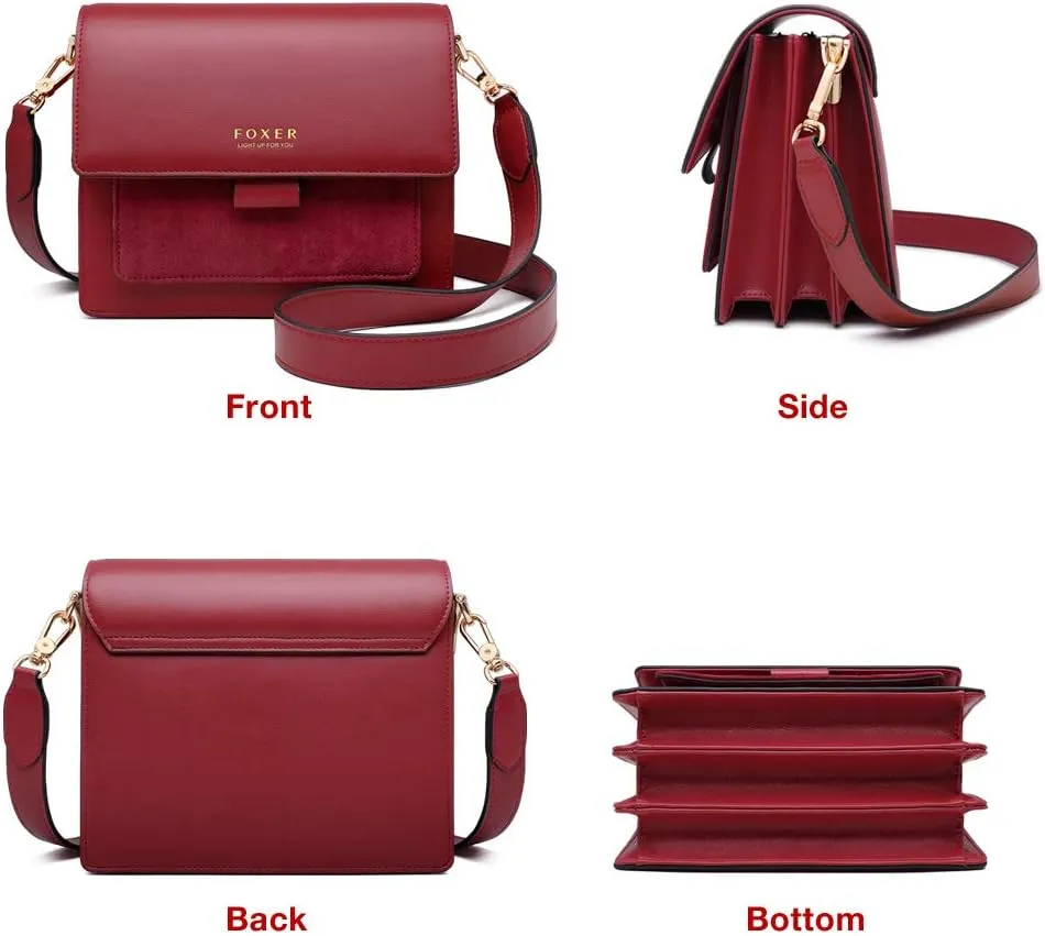 FOXLOVER Small Crossbody Bags for Women,Mini Leather Ladies Alligator pattern Shoulder Bag Handbag Purse with 2 straps