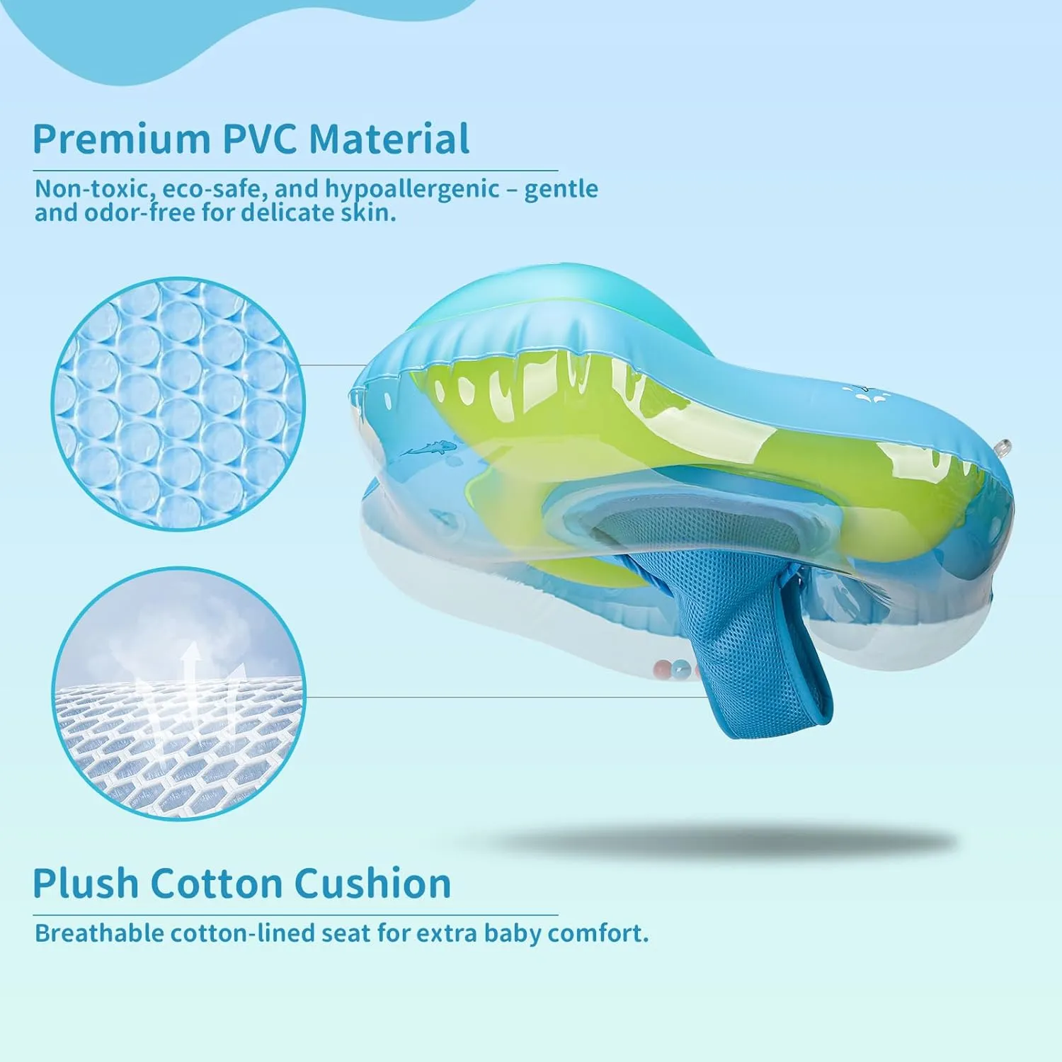 Free Swimming Baby Inflatable Baby Swim Float with Sun Canopy Size Improved Infant Pool Floaties Swimming Pool Toys for The Age of 3-36 Months(Blue, Small)
