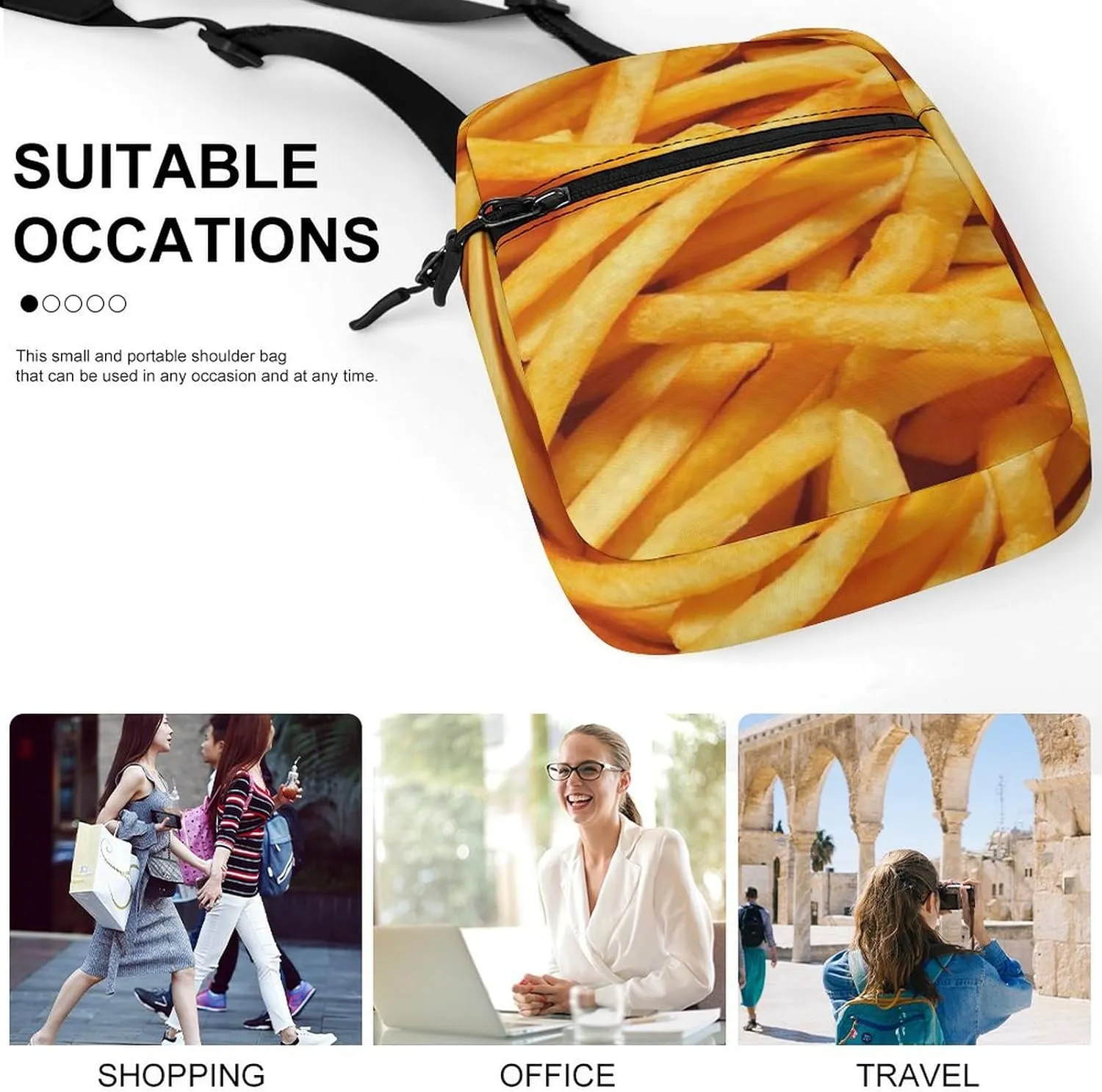 French Fries Crossbody Bag Small Shoulder Bag Waterproof, Lightweight And Convenient