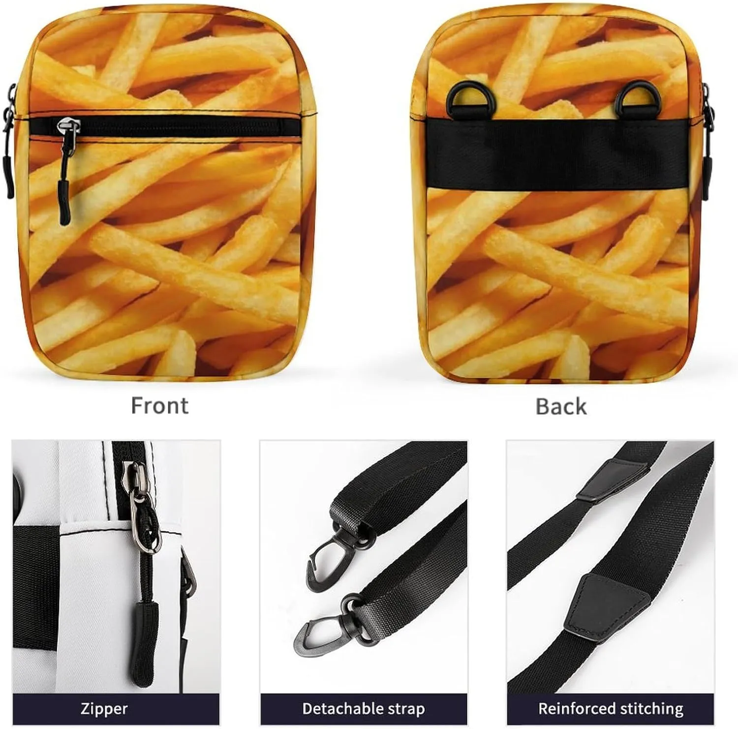 French Fries Crossbody Bag Small Shoulder Bag Waterproof, Lightweight And Convenient