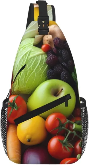 Fresh Fruits And Vegetables Sling Bag For Women Men Travel Hiking Backpack Crossbody Shoulder Chest Bags Casual Daypack