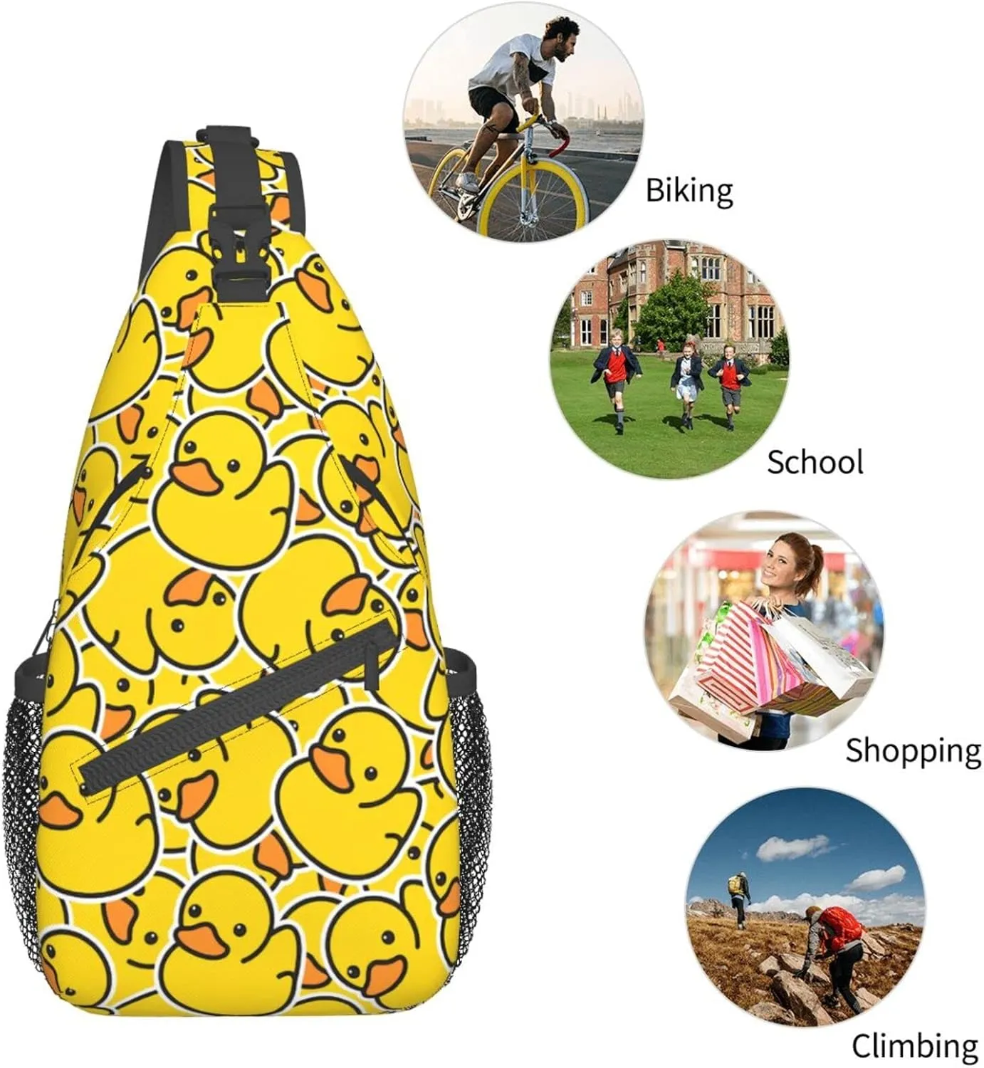 Funny Duck Sling Bag Crossbody Backpack Hiking Travel Daypack Chest Bag Lightweight Shoulder Bag For Men Women