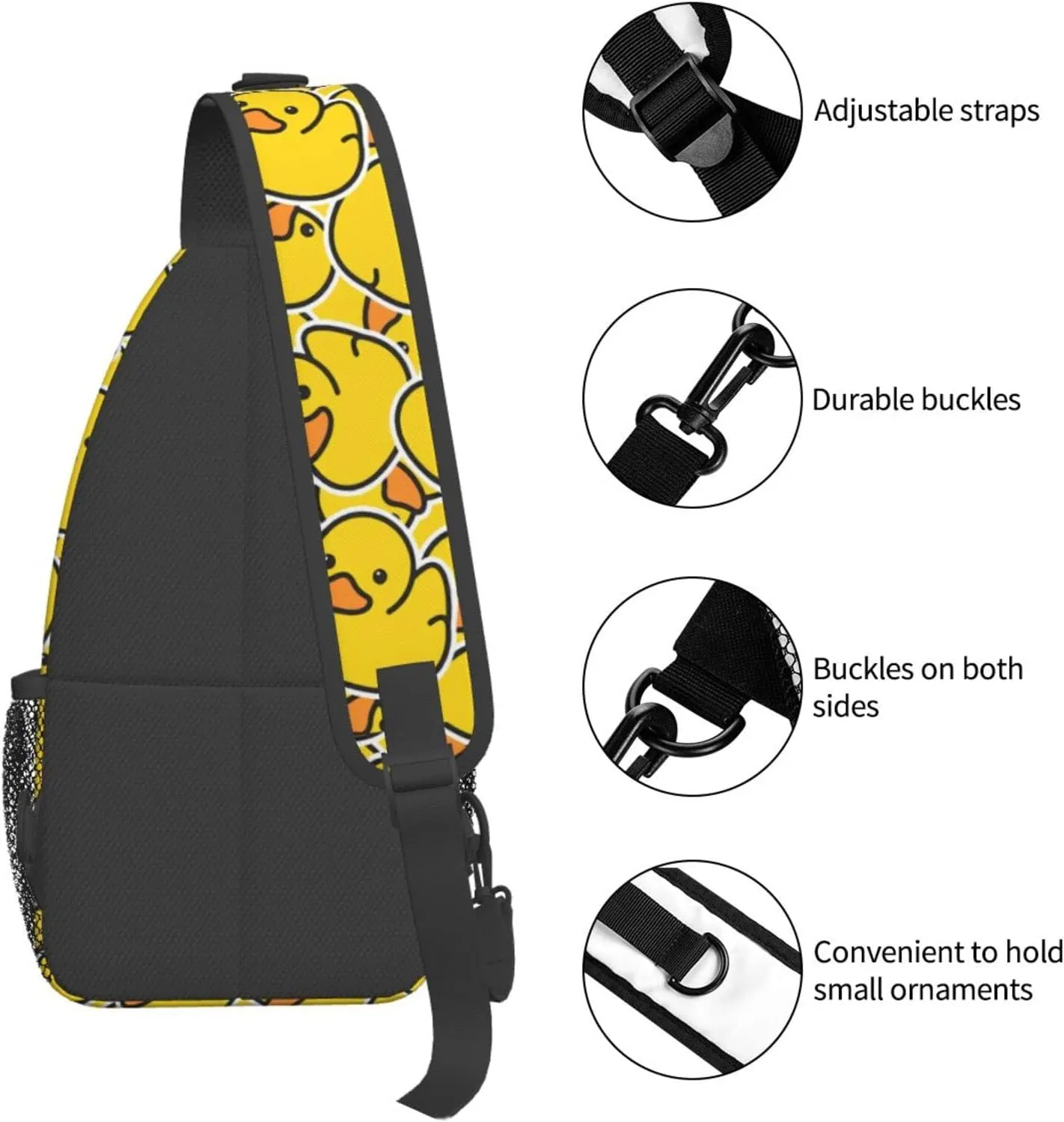 Funny Duck Sling Bag Crossbody Backpack Hiking Travel Daypack Chest Bag Lightweight Shoulder Bag For Men Women