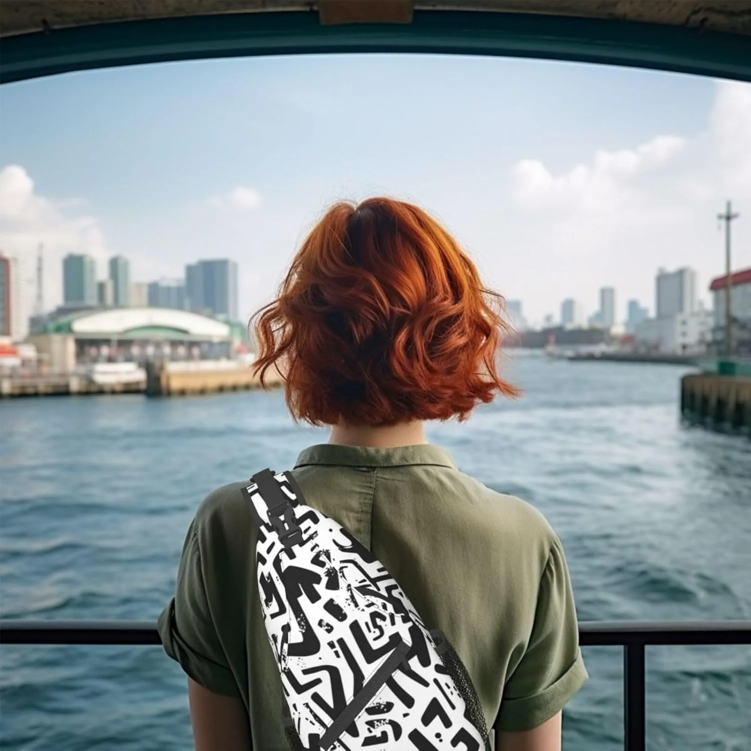Funny Graffiti Style Crossbody Bag with Abstract Picture Fitness Sports Travel Hiking Backpack Cute Animal Print Chest Bag Shoulder Bag for Women and Men