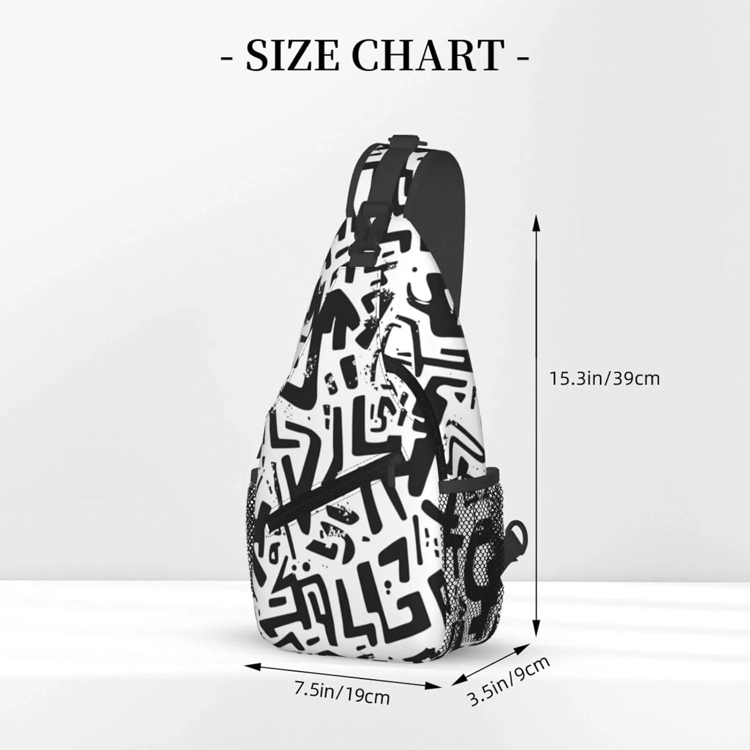 Funny Graffiti Style Crossbody Bag with Abstract Picture Fitness Sports Travel Hiking Backpack Cute Animal Print Chest Bag Shoulder Bag for Women and Men