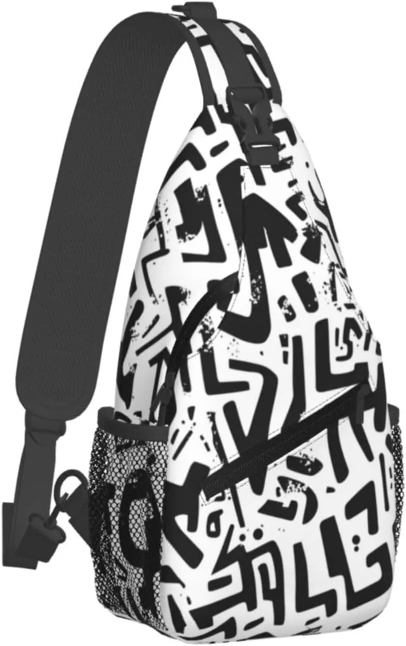 Funny Graffiti Style Crossbody Bag with Abstract Picture Fitness Sports Travel Hiking Backpack Cute Animal Print Chest Bag Shoulder Bag for Women and Men