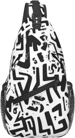 Funny Graffiti Style Crossbody Bag with Abstract Picture Fitness Sports Travel Hiking Backpack Cute Animal Print Chest Bag Shoulder Bag for Women and Men