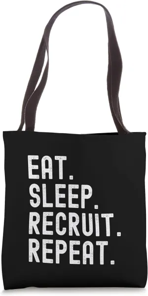 Funny HR Human Resources Eat Sleep Recruit Repeat Recruiter Tote Bag