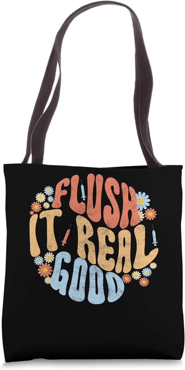 Funny Nurse Saline Flush RN T Nursing Student Graduation Cli Tote Bag