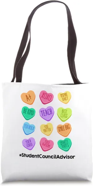 Funny Student Council Advisor Valentines Day Hearts School Tote Bag