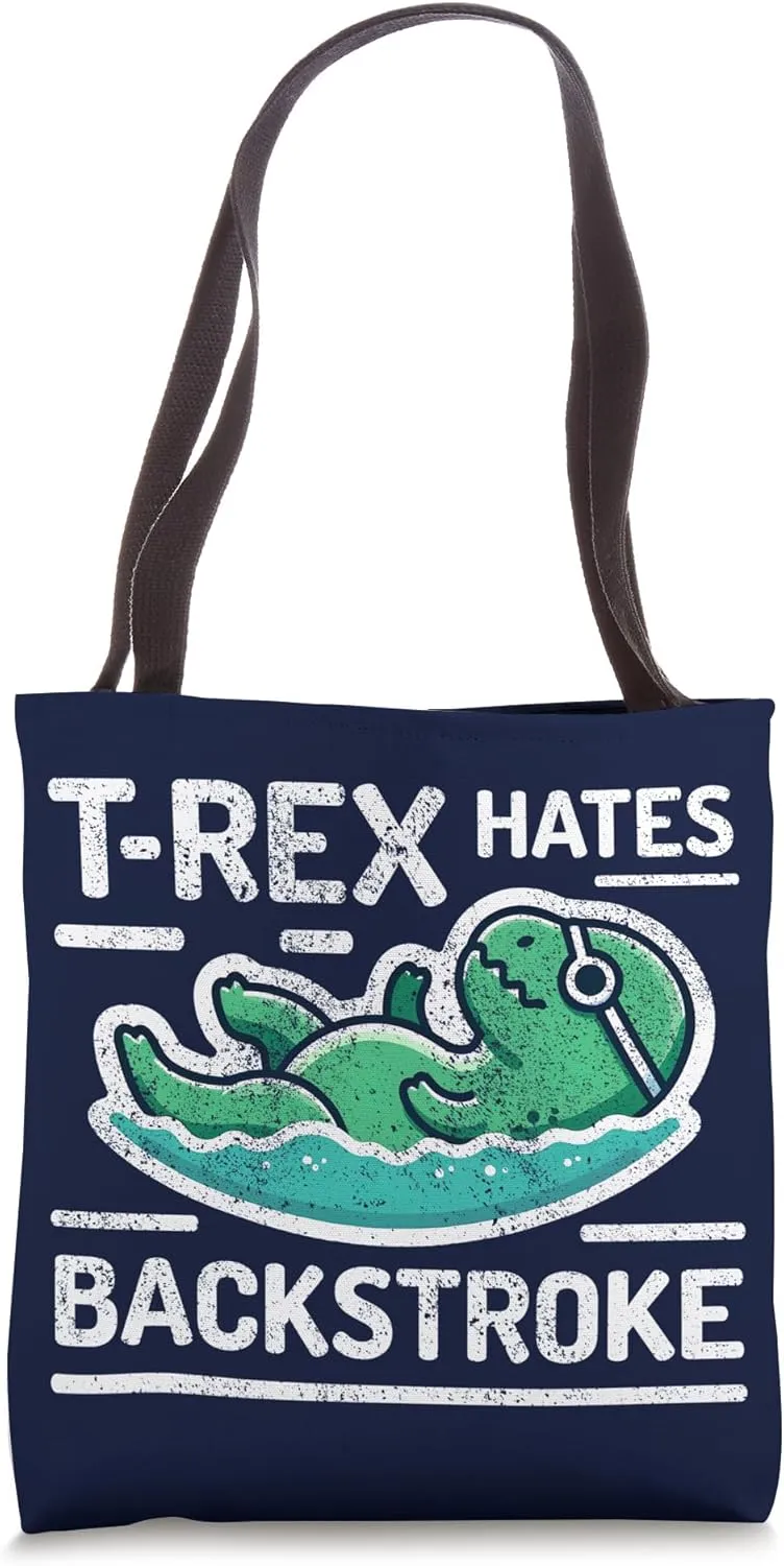 Funny Swimmer T-Rex Swim Dinosaur Swimming Tote Bag
