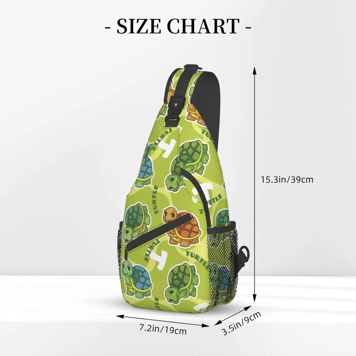 Funny Turtle Green Small Sling Bag for Women Men Crossbody Backpack Hiking Travel Daypack Chest Shoulder Bag with Adjustable Strap