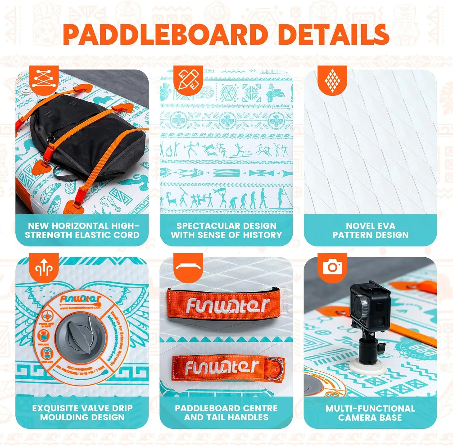 FunWater Inflatable Stand Up Paddle Board with Premium SUP Paddleboard Accessories, Anti-Slip EVA Deck, 11'/10'6'' Paddle Boards for Adults & Youth of All Skill Levels