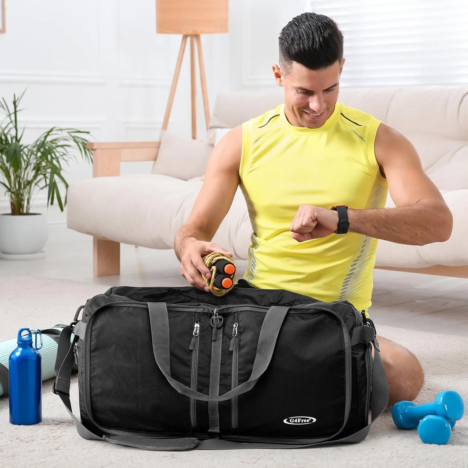 G4Free 40L/65L Foldable Duffel Bag, Water-Repellent Travel Backpack, Lightweight Carry Bag for Overnight Weekender Sports Men Women