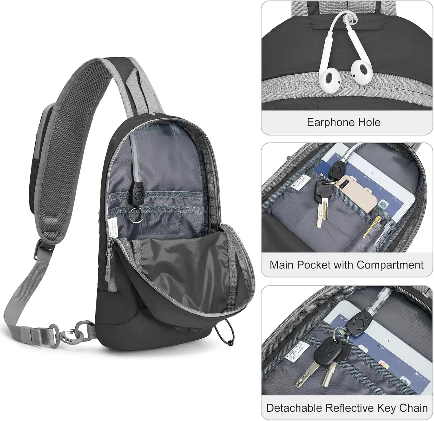 G4Free Sling Bag RFID Blocking Lightweight Crossbody Backpack Chest Shoulder Bag for Travel Sports Running Hiking