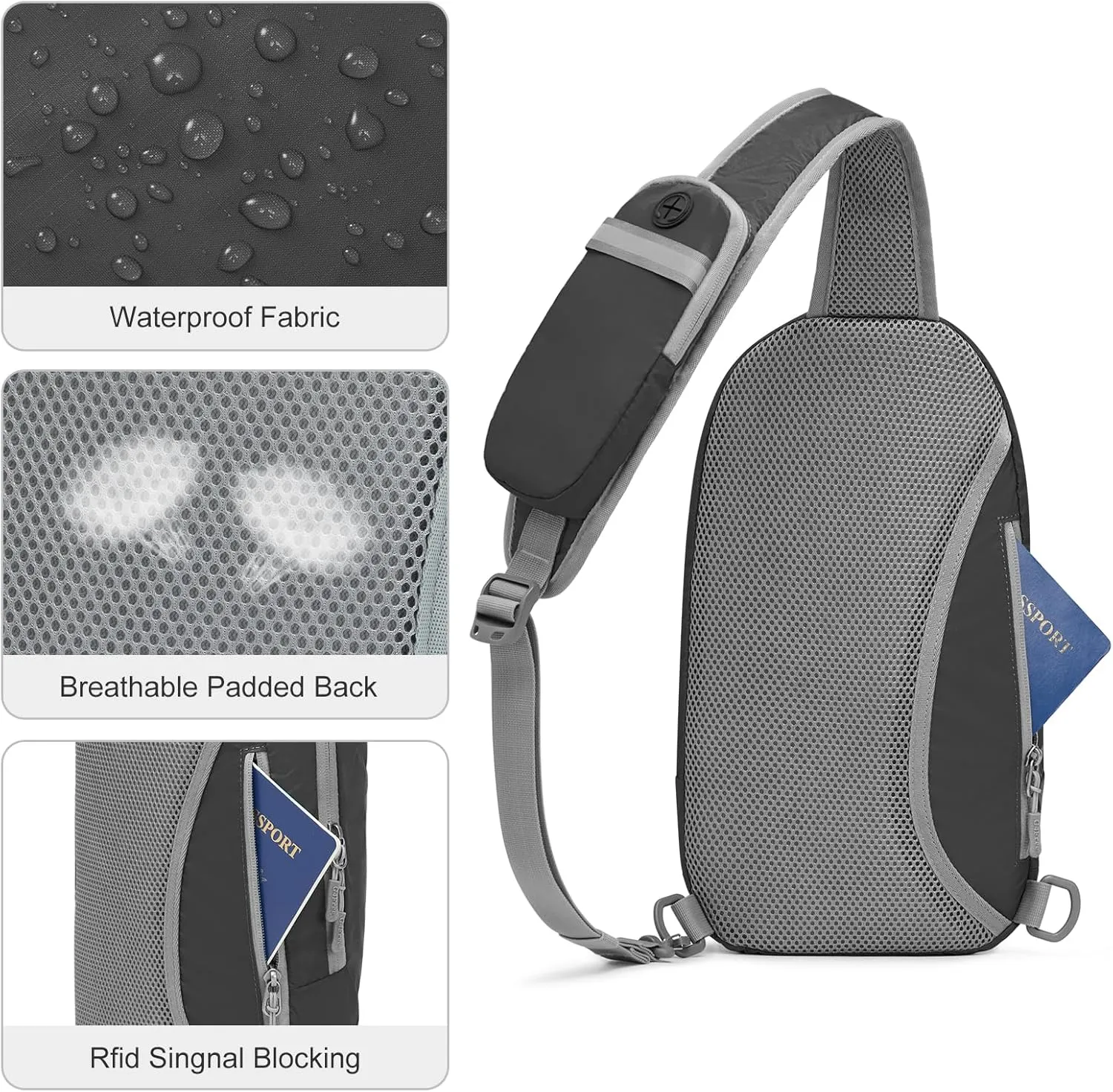 G4Free Sling Bag RFID Blocking Lightweight Crossbody Backpack Chest Shoulder Bag for Travel Sports Running Hiking
