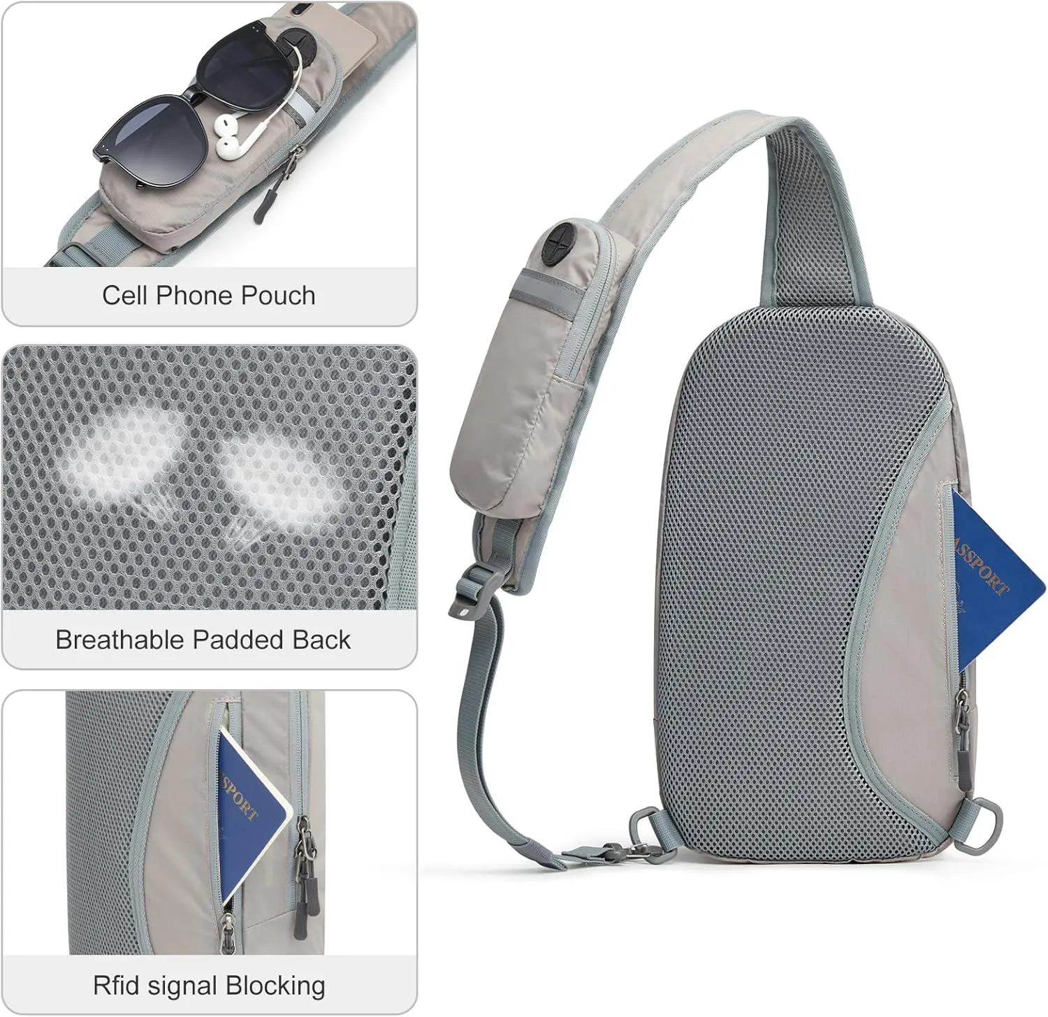 G4Free Sling Bag RFID Blocking Lightweight Crossbody Backpack Chest Shoulder Bag for Travel Sports Running