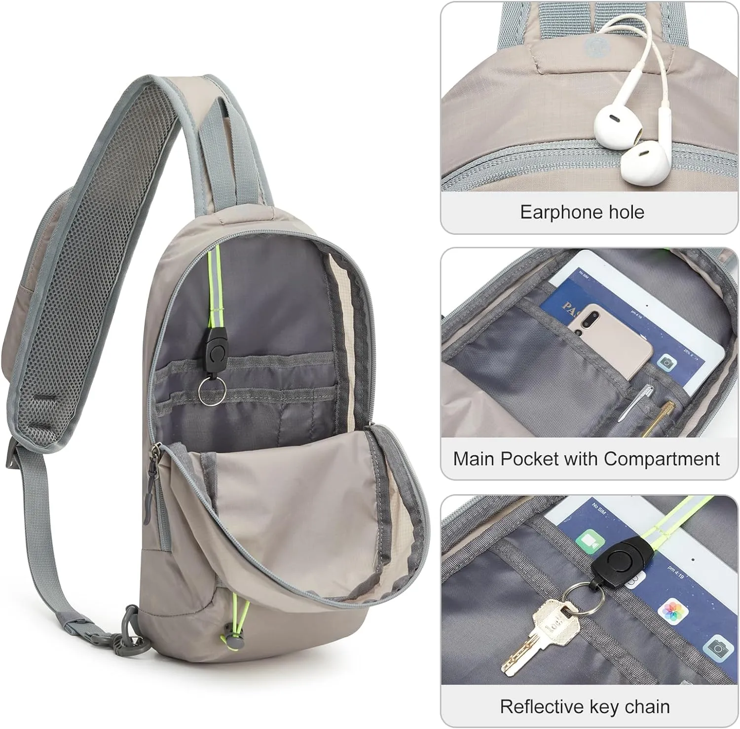 G4Free Sling Bag RFID Blocking Lightweight Crossbody Backpack Chest Shoulder Bag for Travel Sports Running