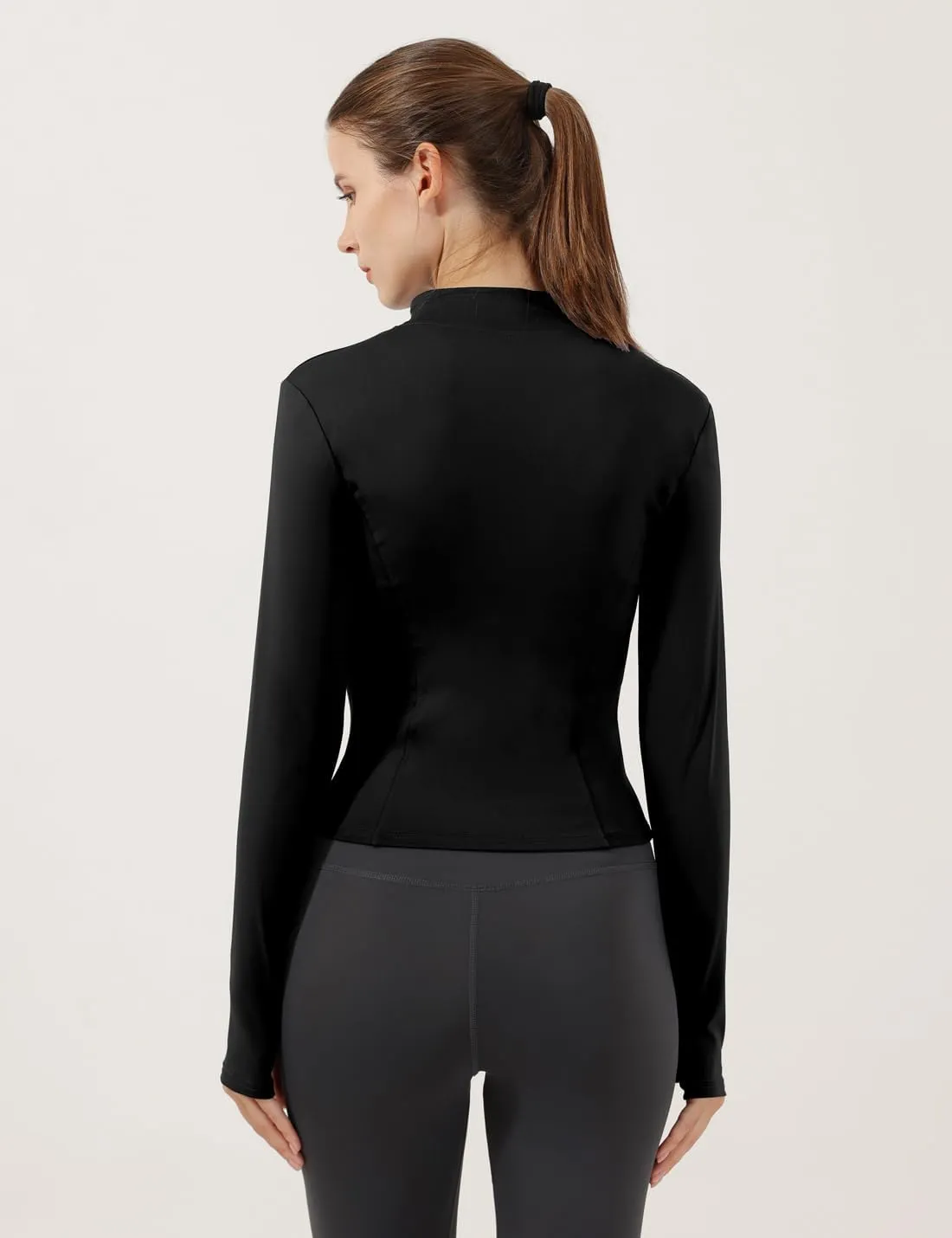Gacaky Women's Slim Fit Lightweight Athletic Full Zip Stretchy Workout Running Track Jacket with Thumb Holes