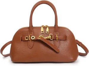 Genuine Leather Crossbody Bag for Women with Top Handle, Small Shoulder Tote Handbag, Designer Satchel Purse for Everyday Use