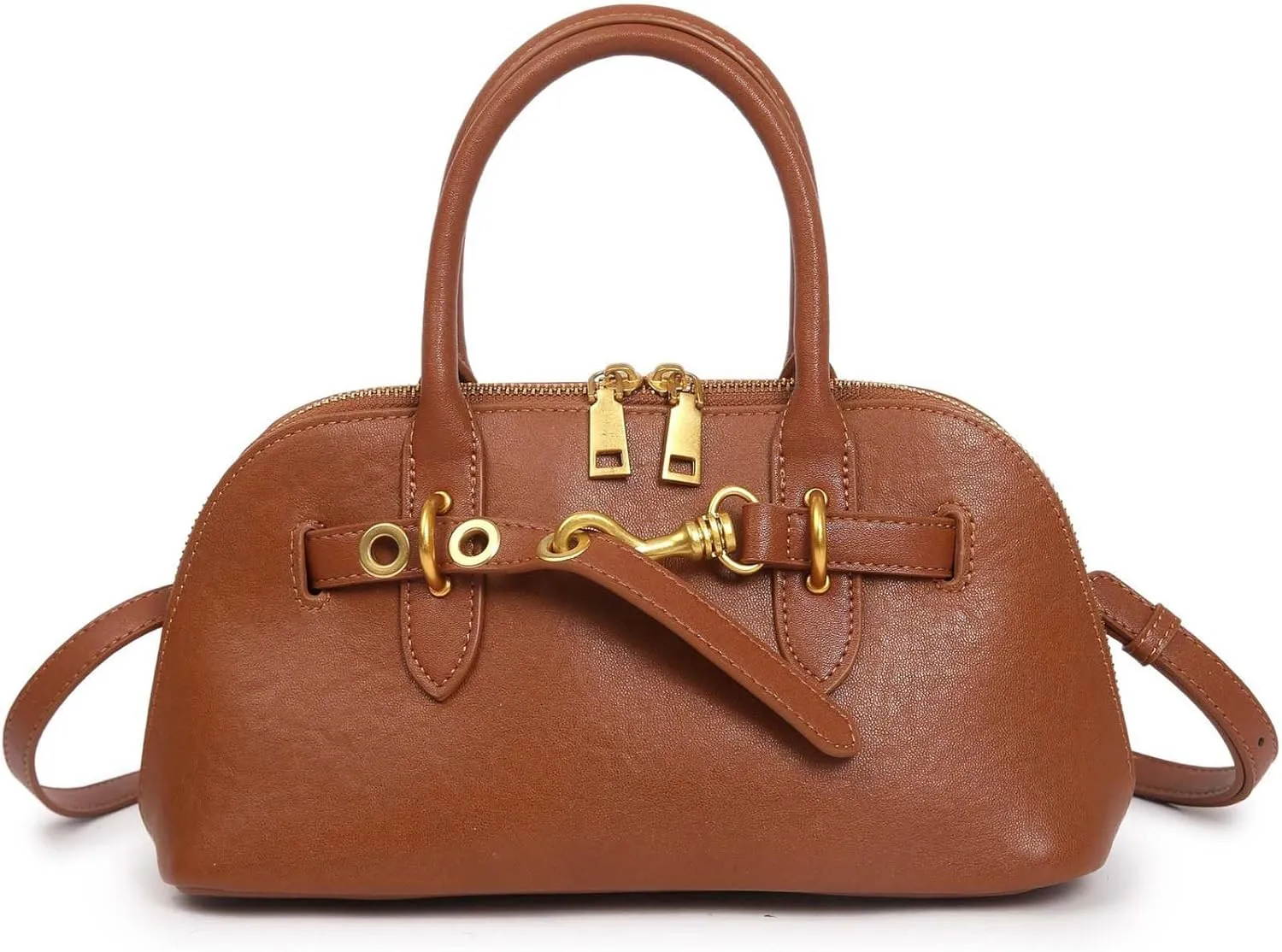 Genuine Leather Crossbody Bag for Women with Top Handle, Small Shoulder Tote Handbag, Designer Satchel Purse for Everyday Use