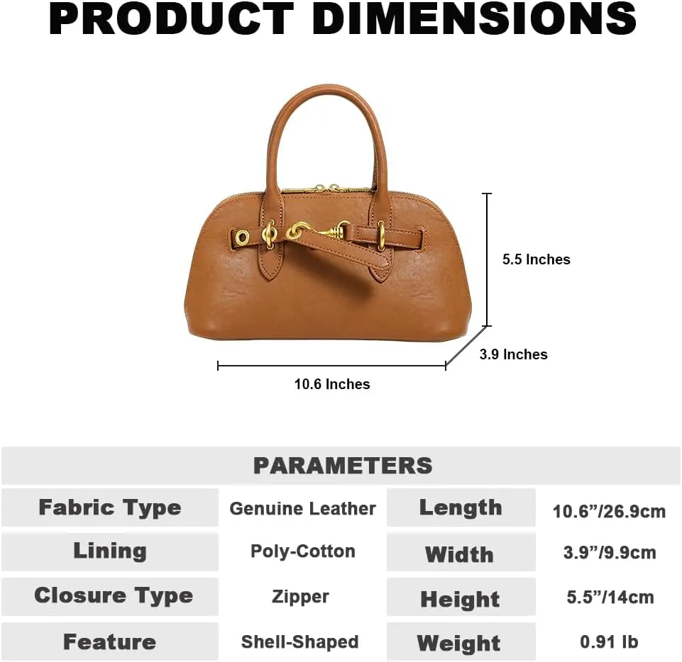 Genuine Leather Crossbody Bag for Women with Top Handle, Small Shoulder Tote Handbag, Designer Satchel Purse for Everyday Use