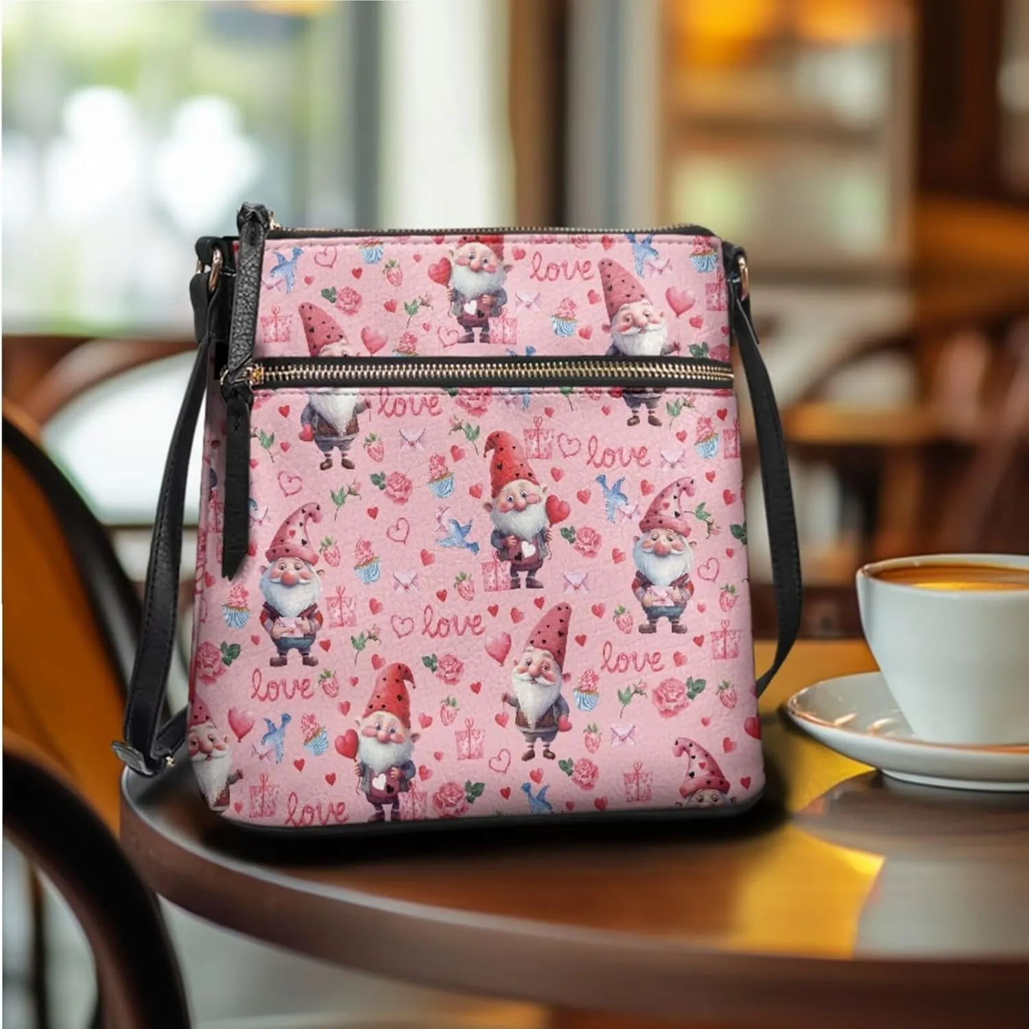 GIFTPUZZ Crossbody and Wallet Set for Women Purse Shoulder Bag Leather Handbags 2 Pack Valentine's Day Gifts for Her