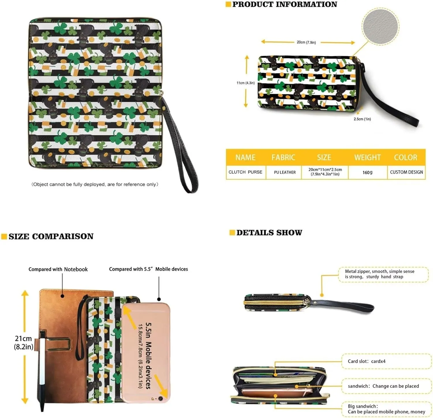 GIFTPUZZ Satchel Shoulder Bag for Women Zip Around Crossbody Purse Set for Ladies 2PCS St. Patrick's Day Gifts