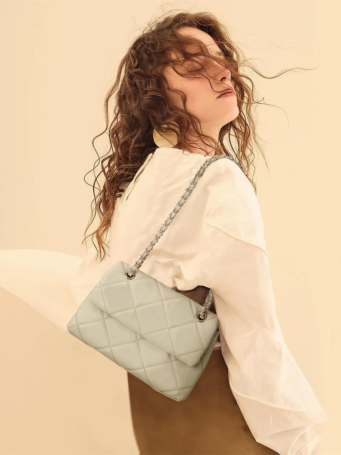 Gladdon Quilted Crossbody Purses for Women Small Ladies Shoulder Bags with Chain Trendy Clutch Purse Cute Designer Bag