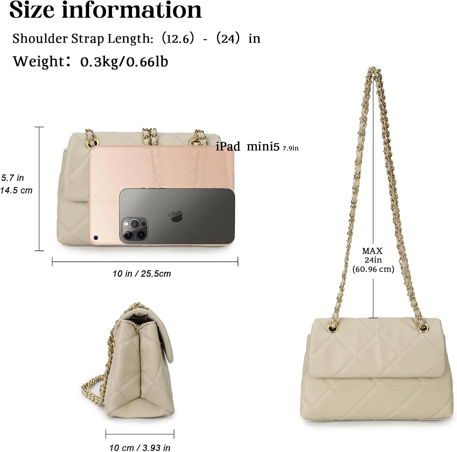 Gladdon Quilted Crossbody Purses for Women Small Ladies Shoulder Bags with Chain Trendy Clutch Purse Cute Designer Bag