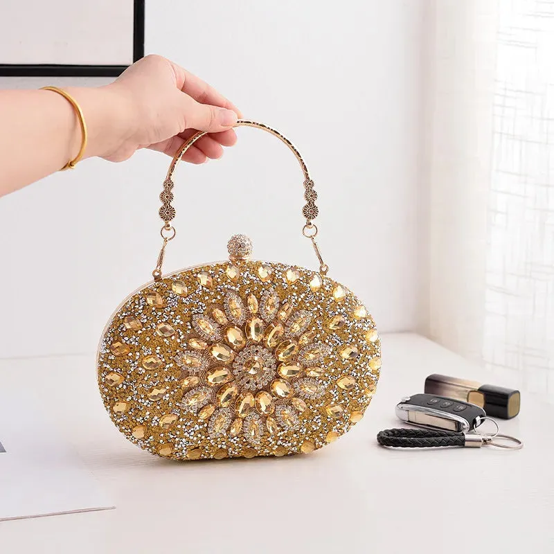 Glamorous Round Rhinestone Clutch Bag
