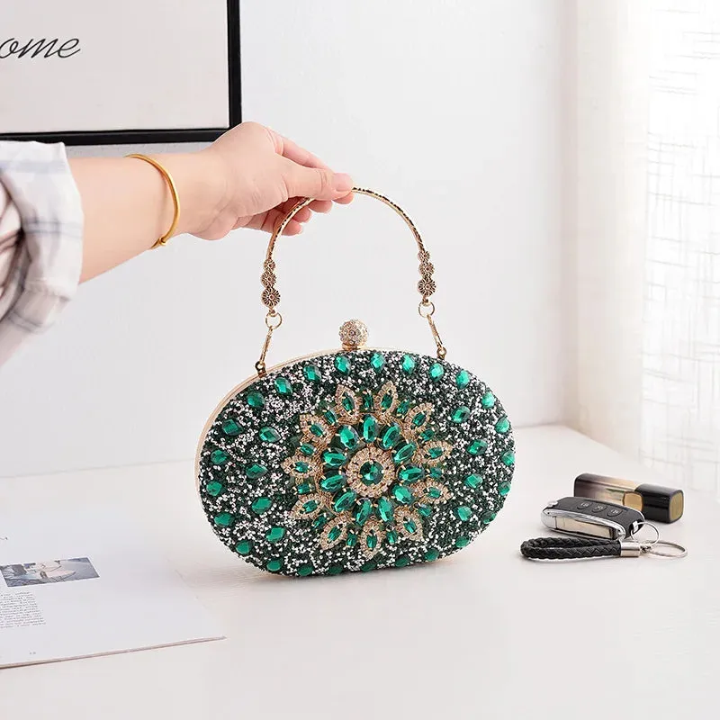 Glamorous Round Rhinestone Clutch Bag