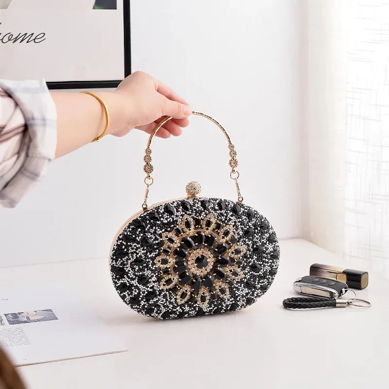 Glamorous Round Rhinestone Clutch Bag