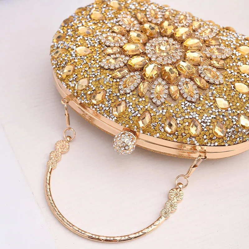 Glamorous Round Rhinestone Clutch Bag
