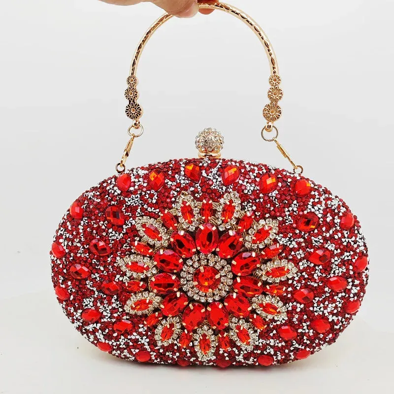 Glamorous Round Rhinestone Clutch Bag