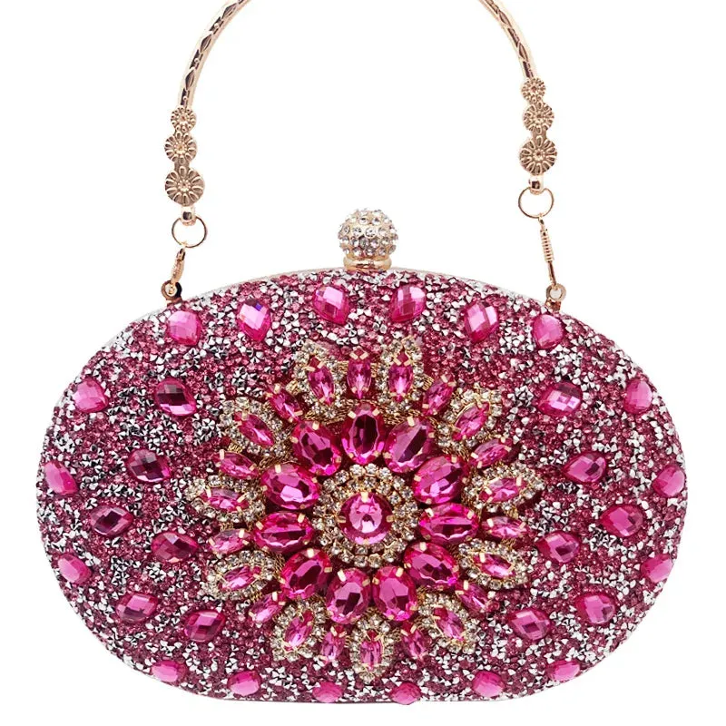 Glamorous Round Rhinestone Clutch Bag
