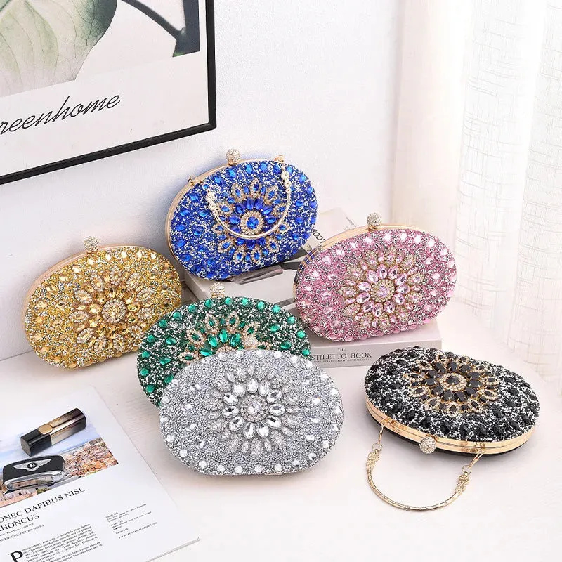 Glamorous Round Rhinestone Clutch Bag