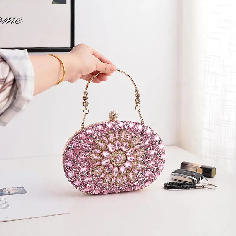 Glamorous Round Rhinestone Clutch Bag