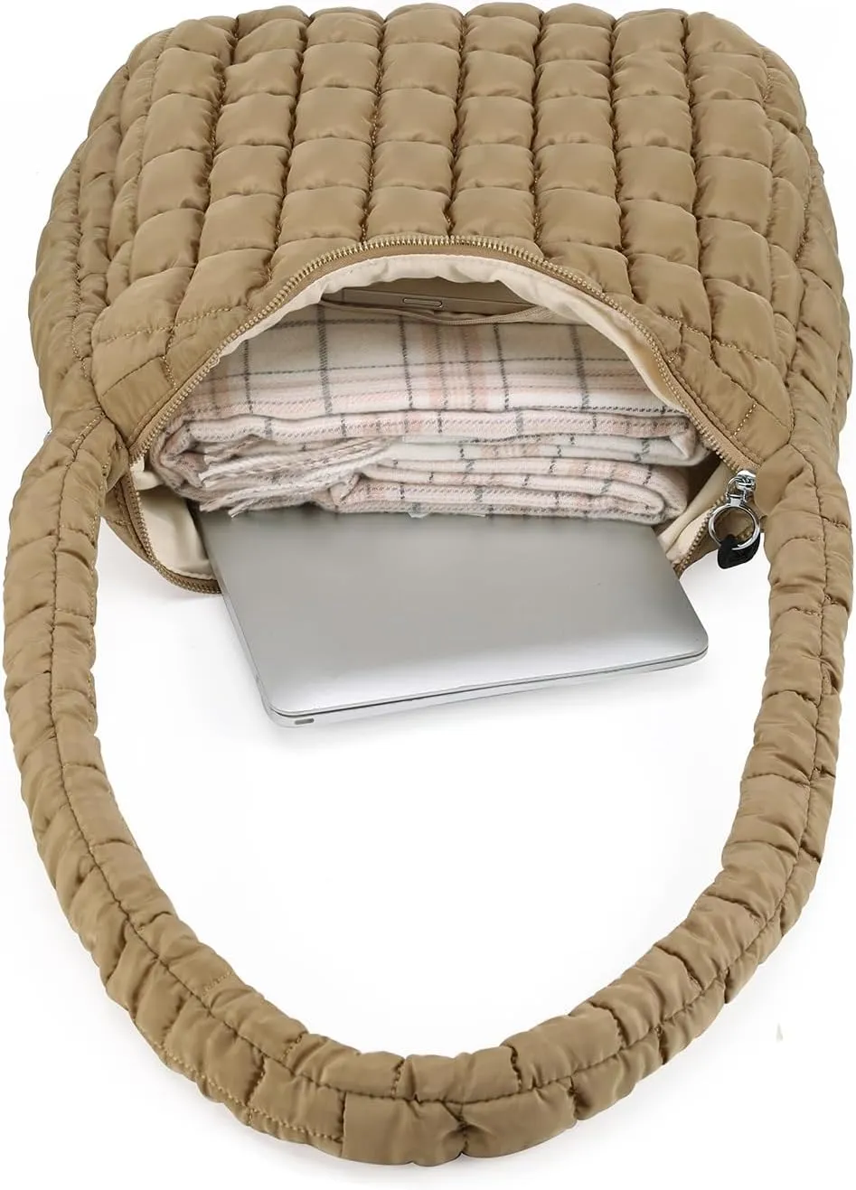 GOIACII Women Crossbody Shoulder Bag with Zipper, Nylon Quilted Puffer Hobo Bag for Women